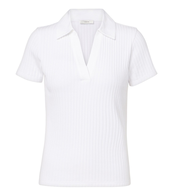 Photo: Vince Ribbed-knit cotton-blend polo shirt