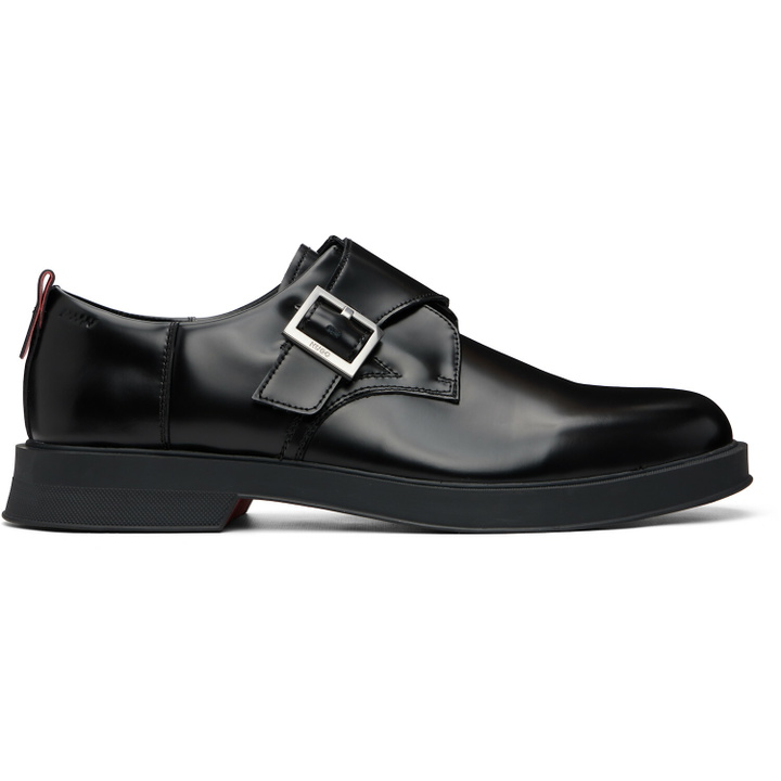 Photo: Hugo Black Leather Logo Buckle Monkstraps