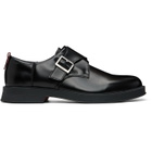 Hugo Black Leather Logo Buckle Monkstraps