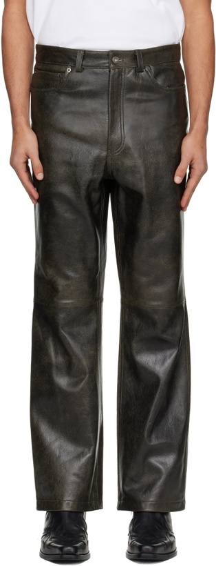 Photo: TONYWACK Black Flared-Leg Leather Pants