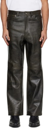 TONYWACK Black Flared-Leg Leather Pants