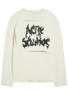 Acne Studios Logo-print Long-sleeve Cotton-blend T-shirt White