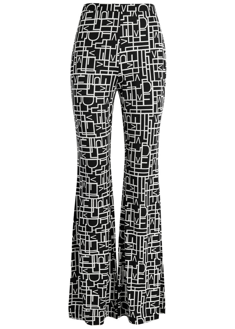 Diane Von Furstenberg Brooklyn Printed Jersey Trousers Black And White