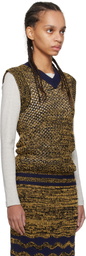 Wales Bonner Navy & Yellow Shade Knit Vest