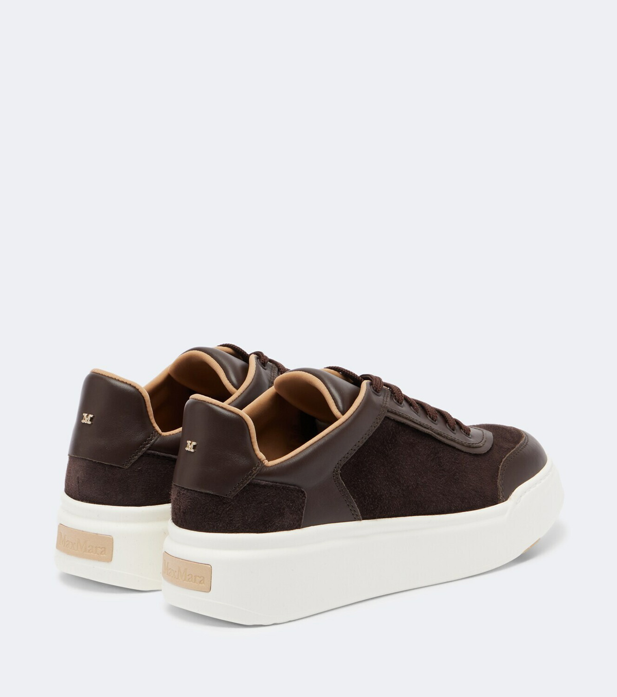 Max Mara Leather-trimmed suede platform sneakers