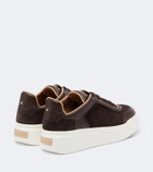 Max Mara Leather-trimmed suede platform sneakers
