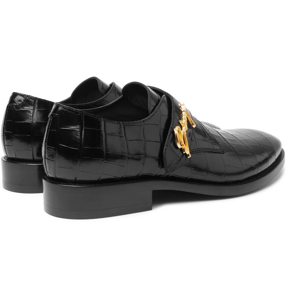 Balenciaga - Croc-Effect Leather Shoes - Men - Black