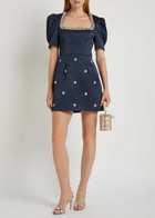 Rebecca Vallance Ayla Crystal-embellished Satin-crepe Mini Dress Navy