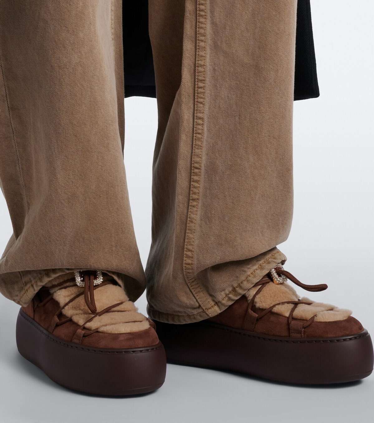 Roger Vivier Viv' Up shearling and suede sneakers