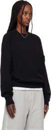 Stone Island Navy 5100020 Light Raw Hand Organic Cotton Sweater