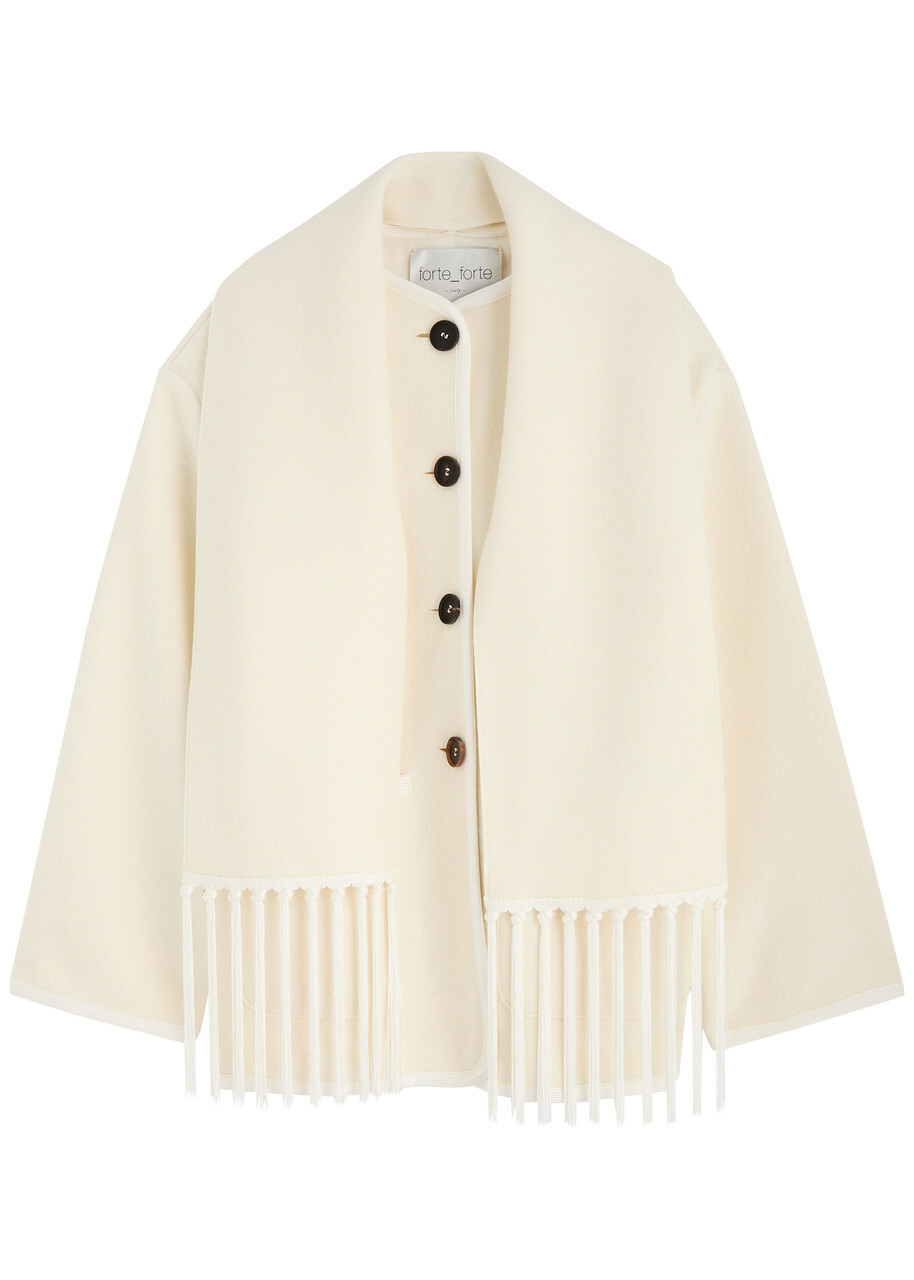 【FORTE_FORTE】 リネンコットン素材 ジャケット イタリア製 Forte_forte Scarf-effect Wool-blend Jacket Cream Forte Forte