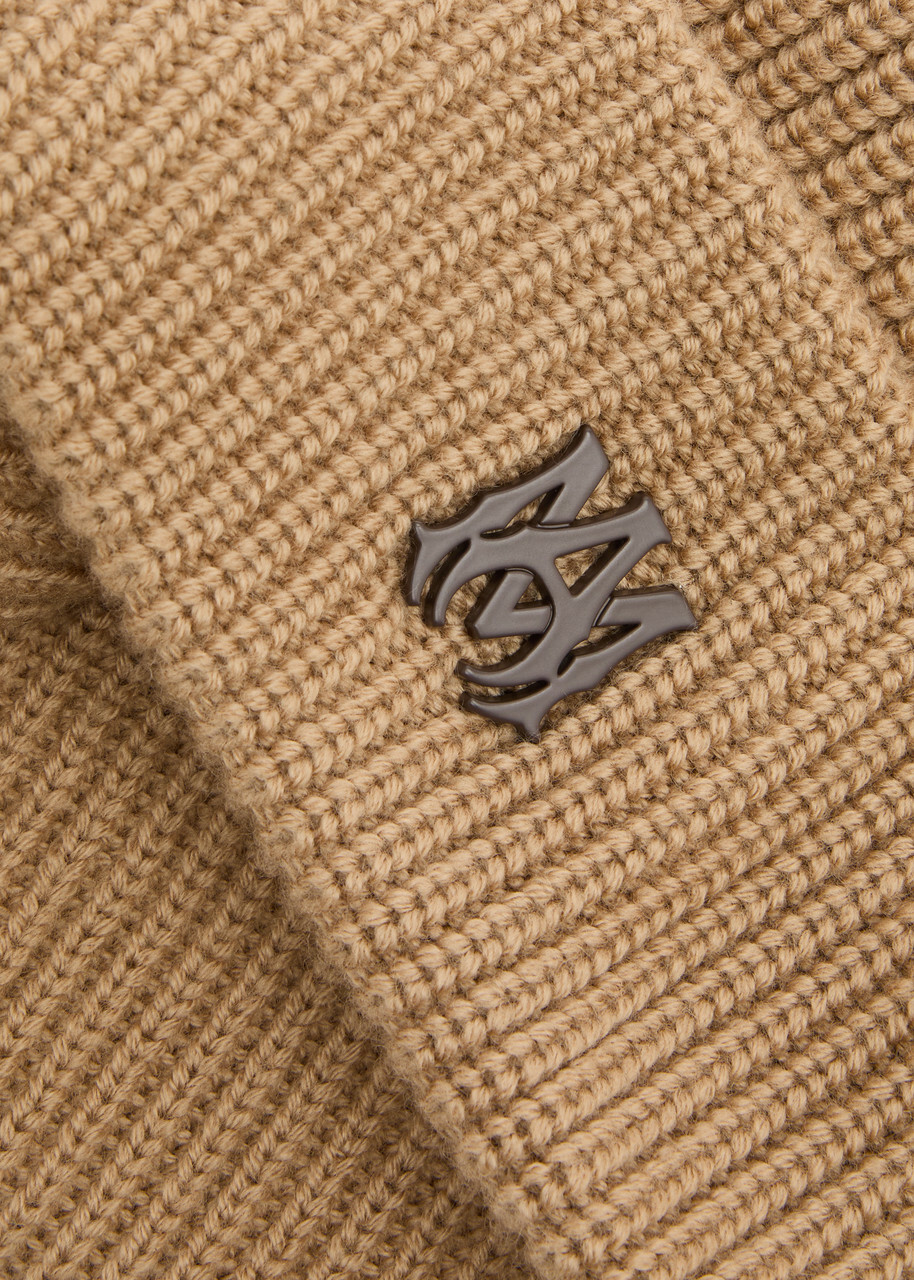Amiri MA Logo Ribbed Wool Beanie - Beige - One Size