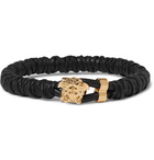 Versace - Woven Leather and Brass Bracelet - Men - Black