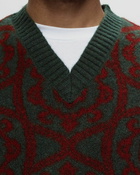 Les Deux Fillip Jacquard Slipover Green/Red - Mens - Vests