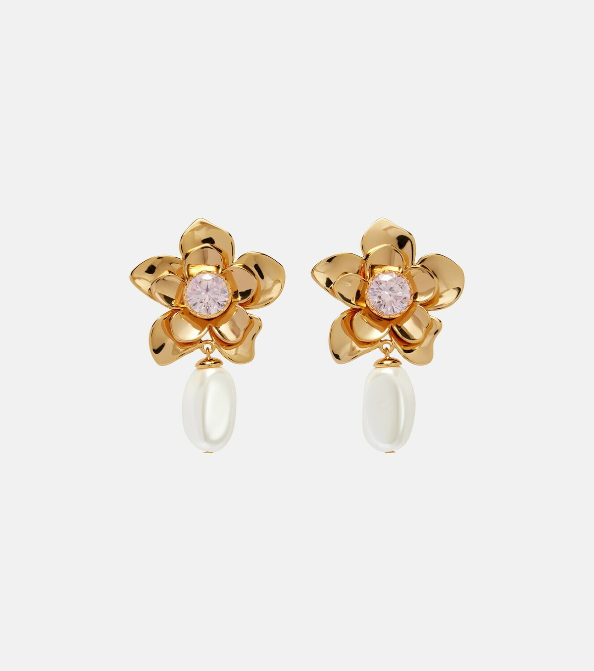 Self-Portrait Flower embellished drop earrings