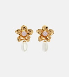Self-Portrait Flower embellished drop earrings