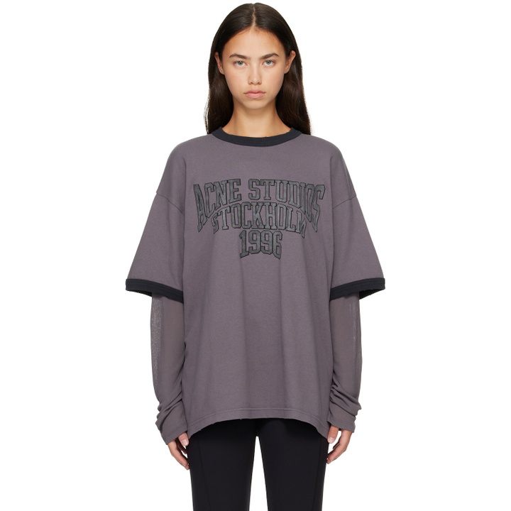 Photo: Acne Studios Gray Layered Graphic Long Sleeve T-shirt
