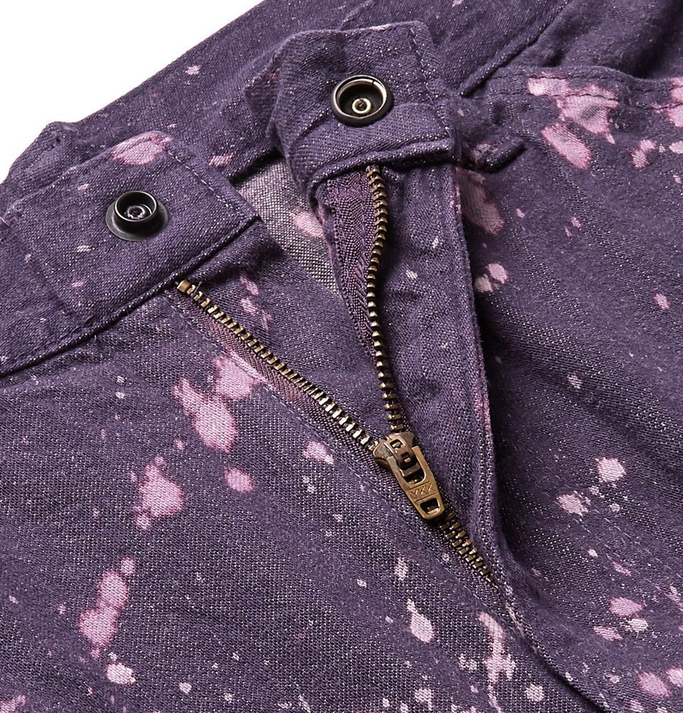 Needles - Wide-Leg Bleach-Splattered Denim Jeans - Purple Needles