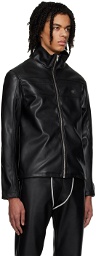 GmbH Black Fitted Faux-Leather Jacket
