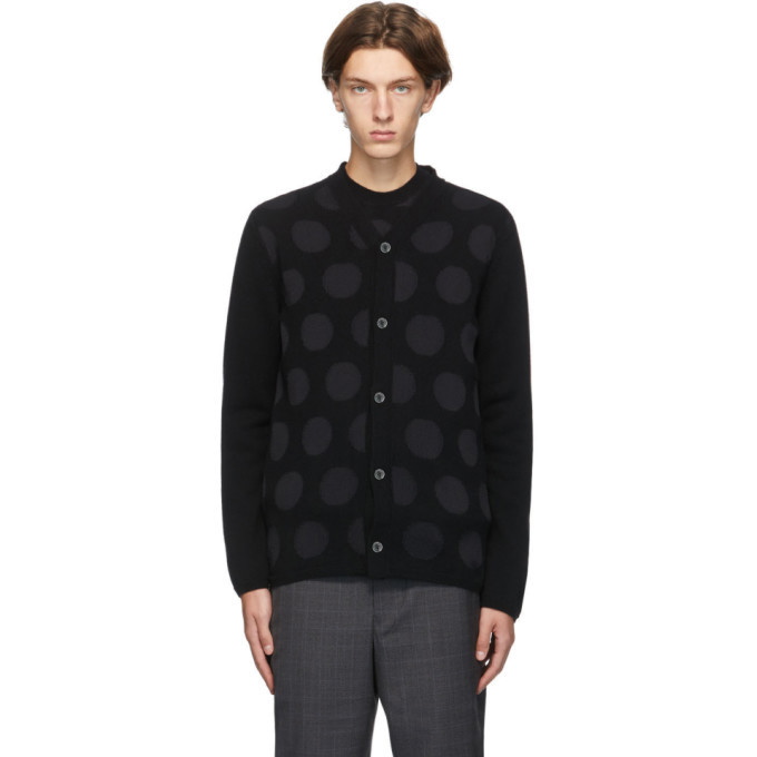 Photo: Comme des Garcons Homme Deux Black Polka Dot Cardigan