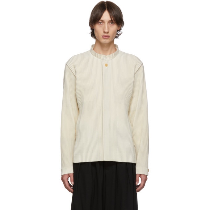 Photo: Homme Plisse Issey Miyake Off-White Pleats Tailored Stand Collar Jacket