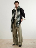 Acne Studios - Fringed Logo-Appliquéd Leather-Trimmed Knitted Scarf