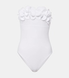 Karla Colletto Tess floral-appliqué strapless swimsuit