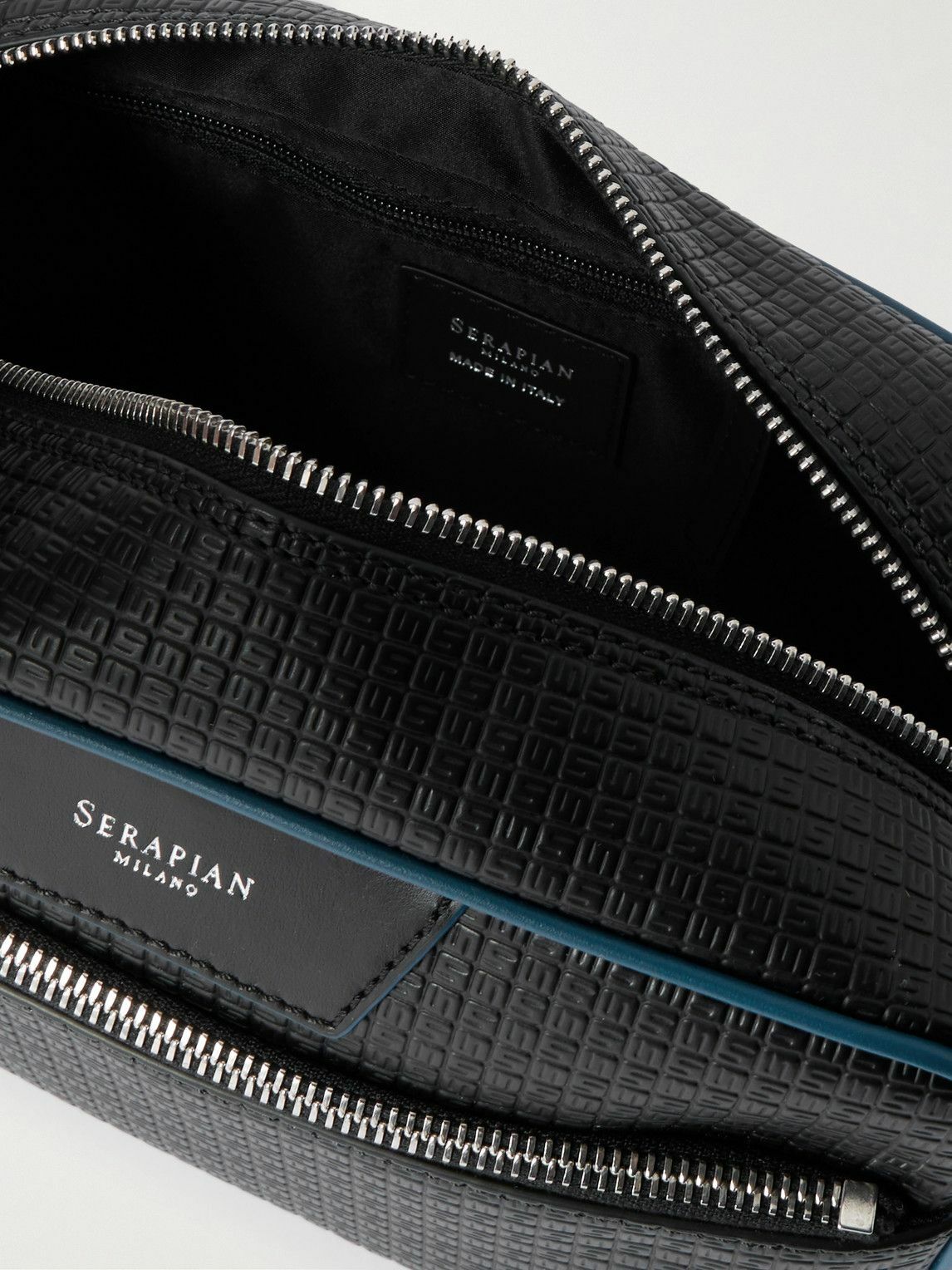 Serapian - Leather-Trimmed Stepan Coated-Canvas Wash Bag