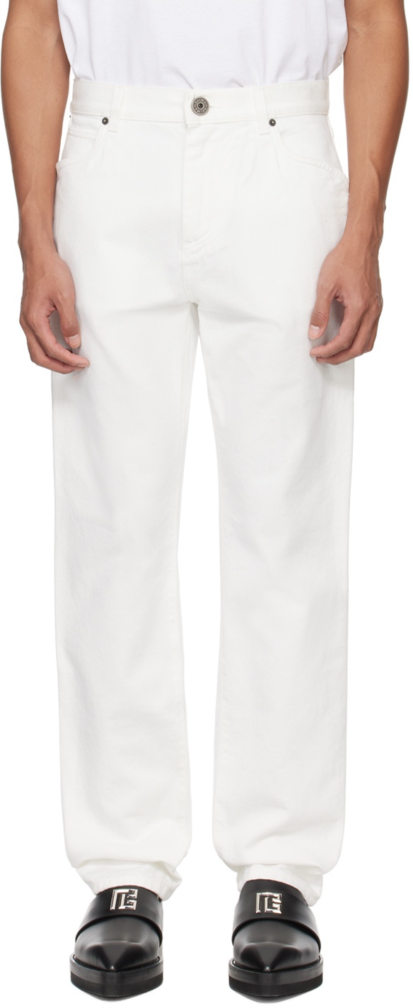 Balmain White Straight-Leg Jeans Balmain