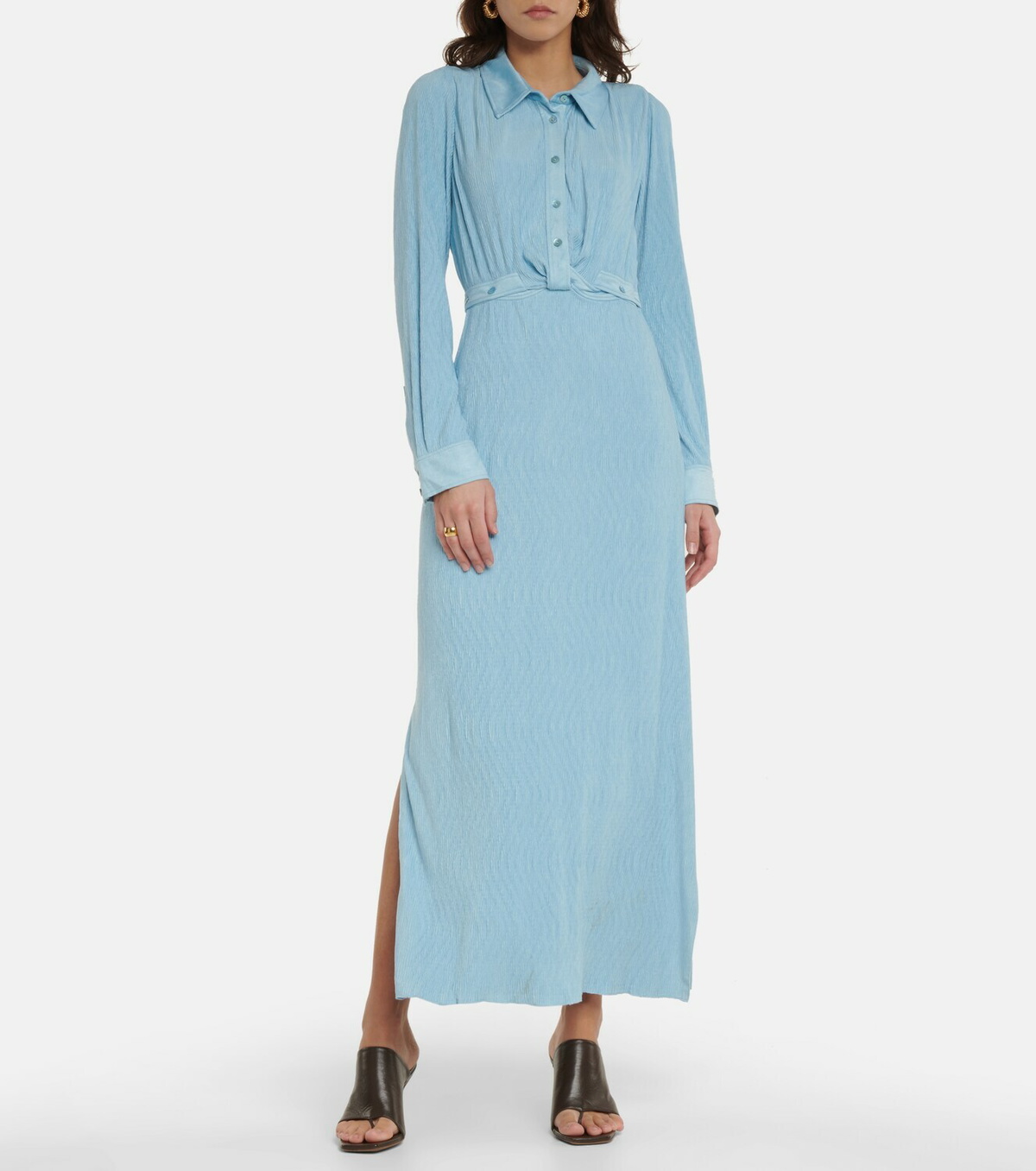 knee length dresses for ladies Plaid Print Suede Off Shoulder Zipper Belted Long Sleeve Midi Dress – Micas