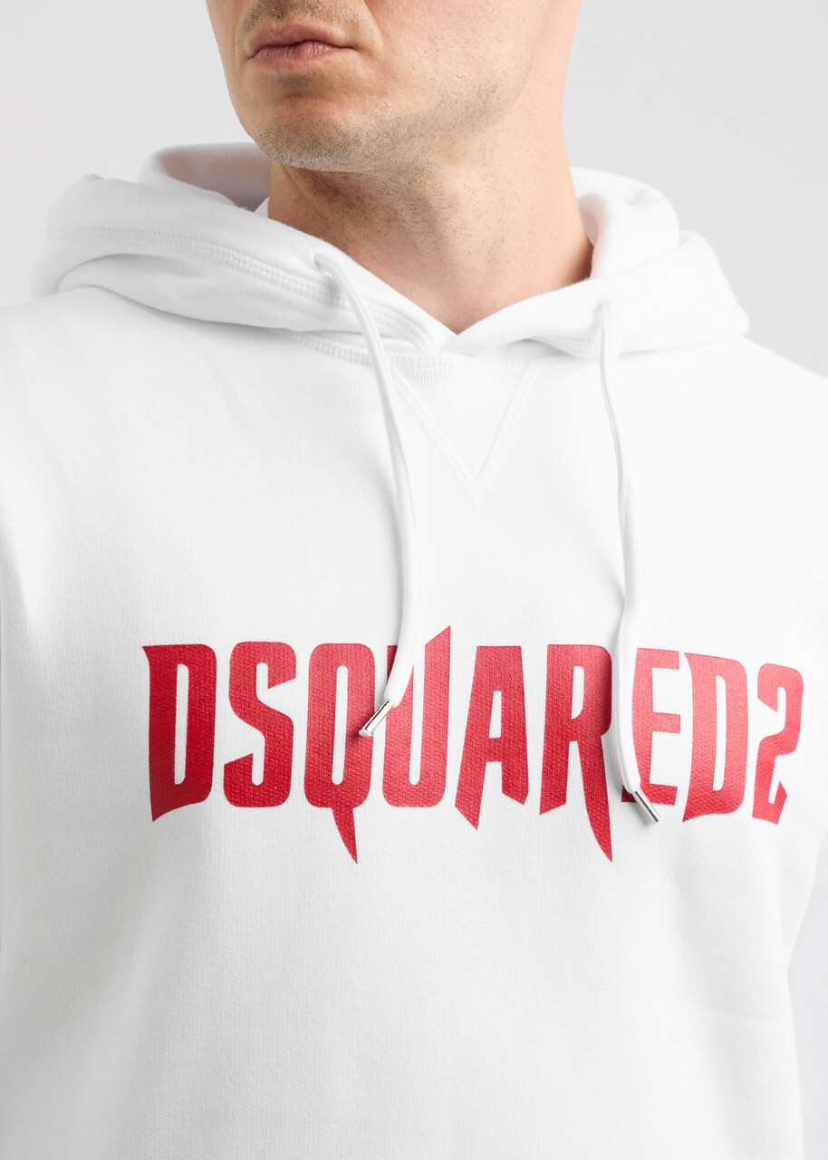 DSQUARED2 Logo Hooded Cotton Sweatshirt White Dsquared2