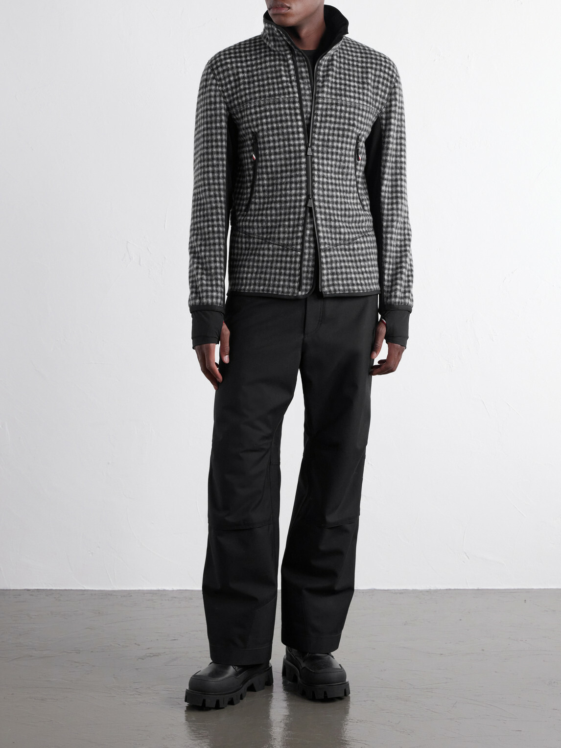 Moncler Grenoble - Checked Shell-Trimmed Fleece Mid-Layer - Gray