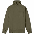 Universal Works Men's Half Zip Sweat in Green