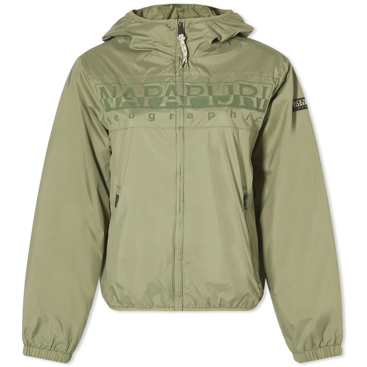 Photo: Napapijri Women's Raymi Logo Zip Jacket in Green Lichen