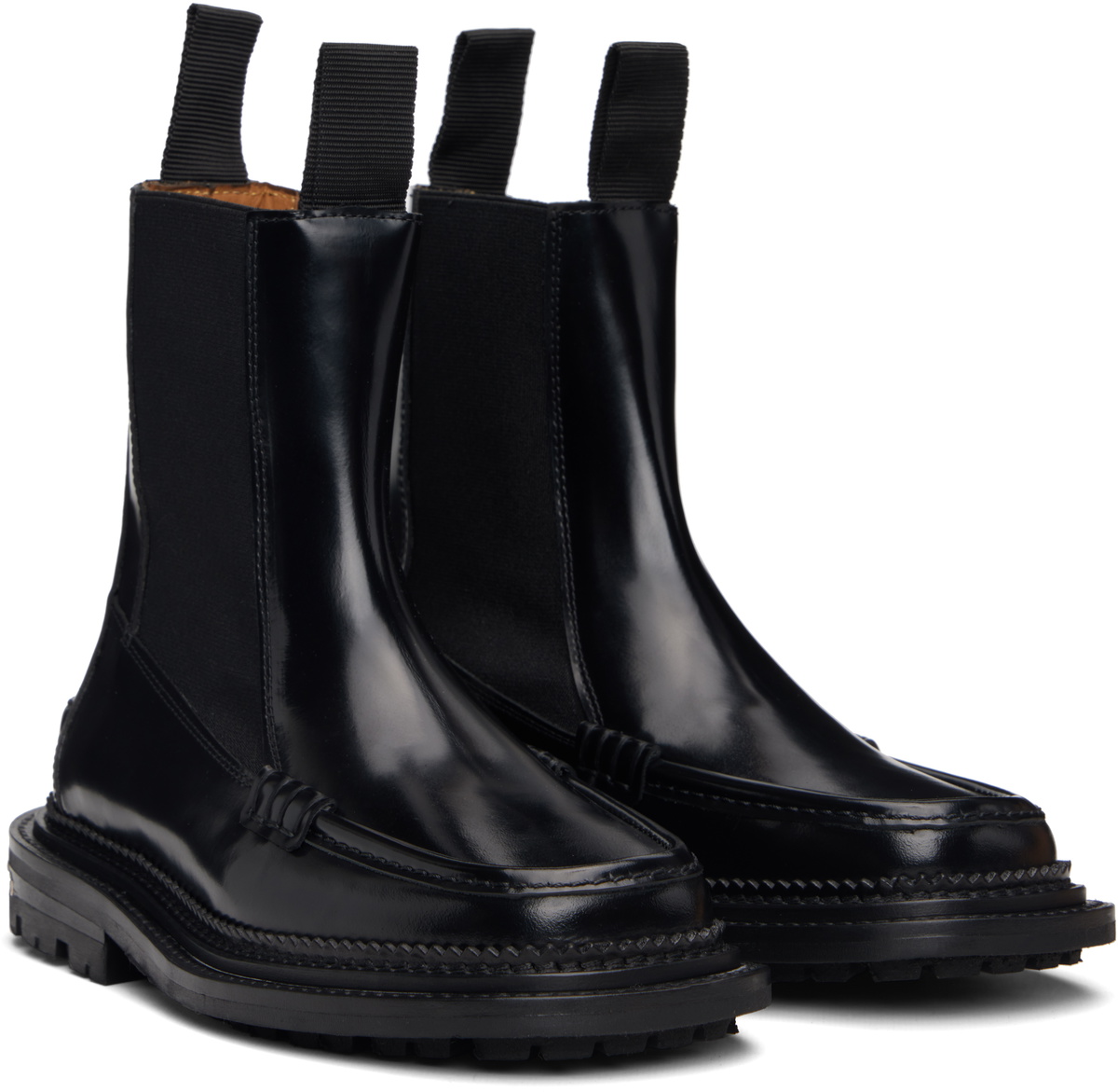 Toga Pulla Black Polido Chelsea Boots