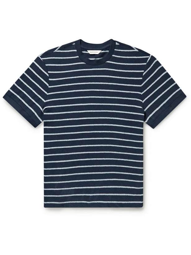 Photo: Club Monaco - Striped Cotton-Terry T-Shirt - Blue