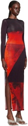 Louisa Ballou Brown & Orange High Tide Maxi Dress