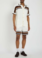 Casablanca Logo-appliquéd Striped Crochet Cotton-knit Shirt White