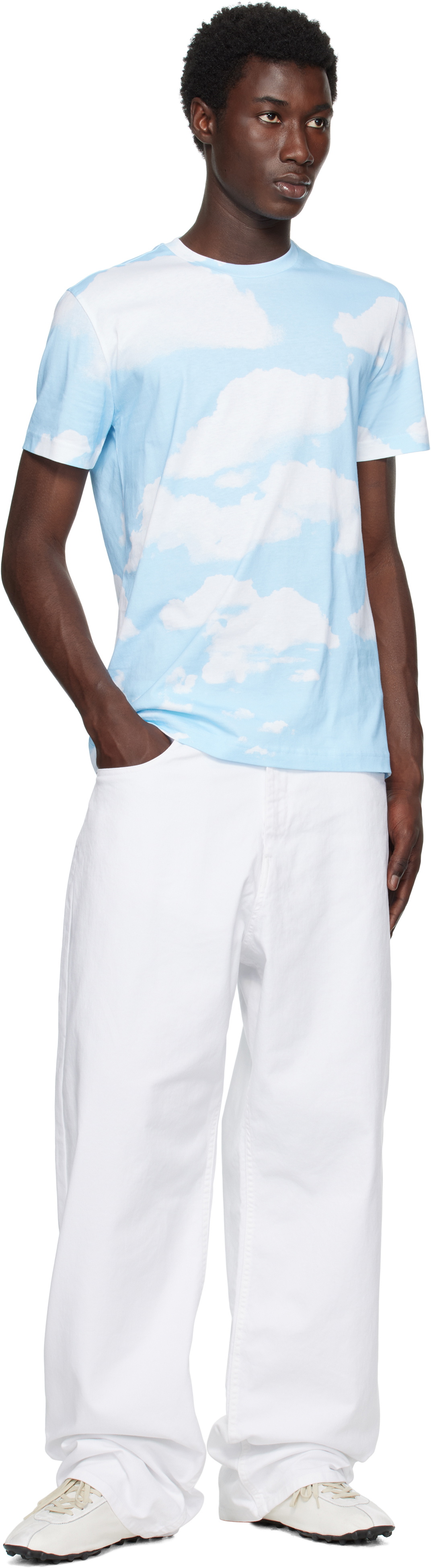 Moschino Blue Archive Clouds Organic Cotton T-Shirt
