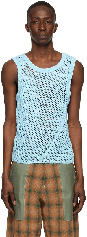 Photo: Nicholas Daley Blue Hand Knitted Tank Top