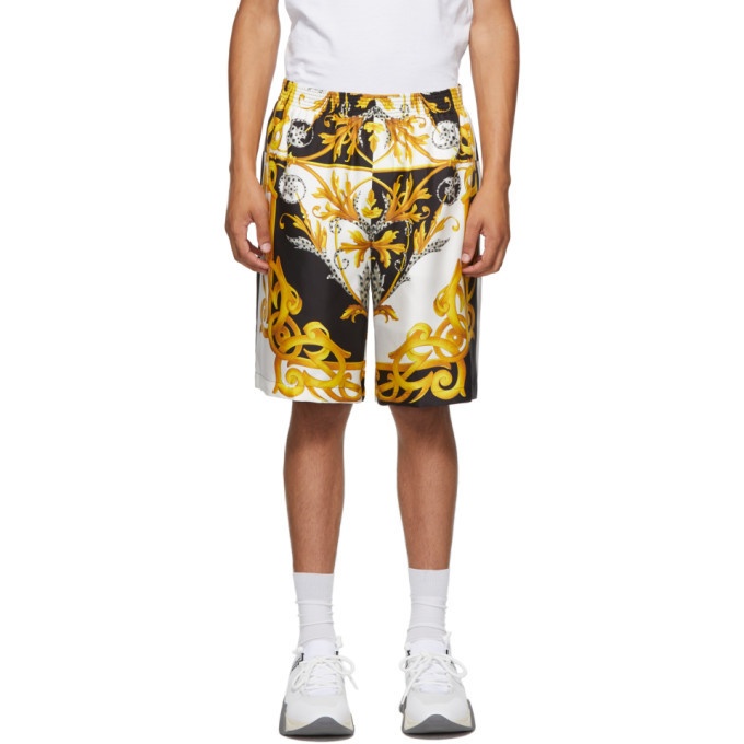 Photo: Versace White and Gold Barocco Shorts