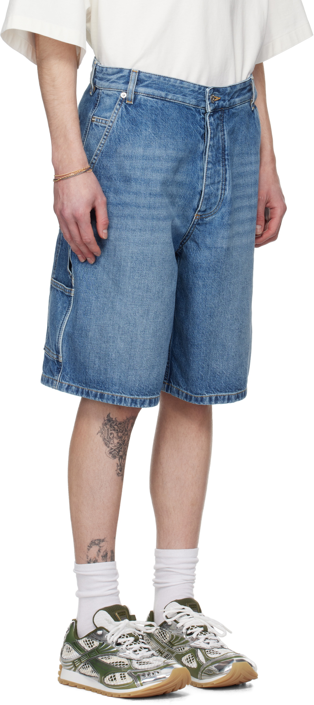 Bottega Veneta Blue Vintage Cargo Denim Shorts