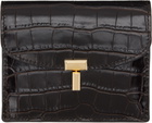TOTEME Brown T-Lock Croco-Embossed Card Holder