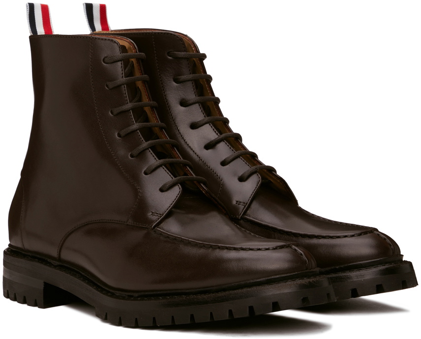 Thom Browne Brown Commando Sole Apron Stitch Boots