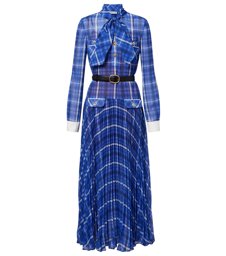 Photo: Self-Portrait Belted checked chiffon midi dress