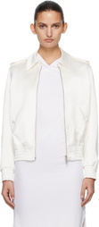 AARON ESH Off-White Satin Blouson Flight Jacket