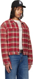 R13 Red Relaxed Pleated Trucker Jacket
