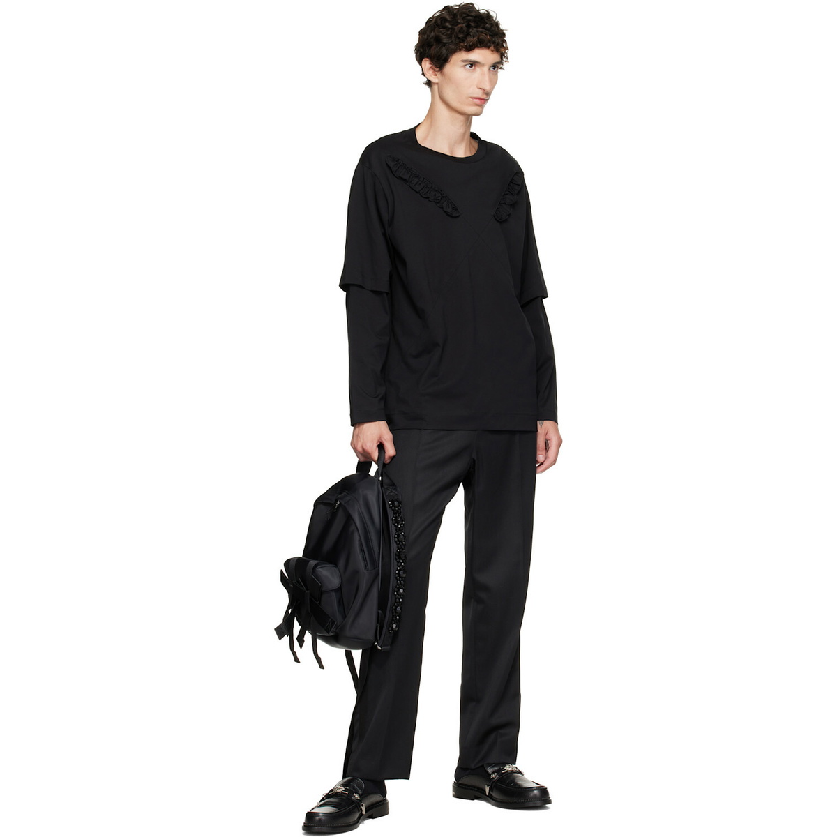 Simone Rocha Black Beaded Utility Bow Backpack