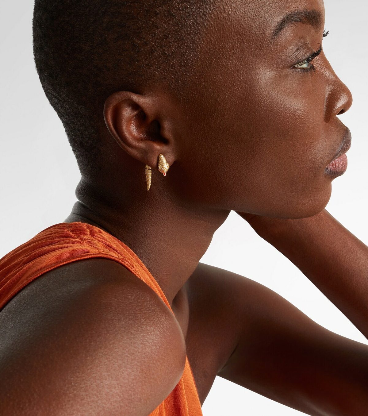 Yvonne Léon Python 9kt gold earrings with diamonds and spinels