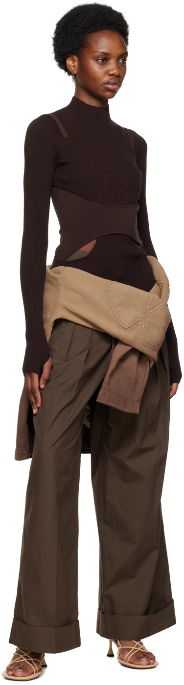 Dion Lee Brown & Taupe Padded Sunfade Hoodie